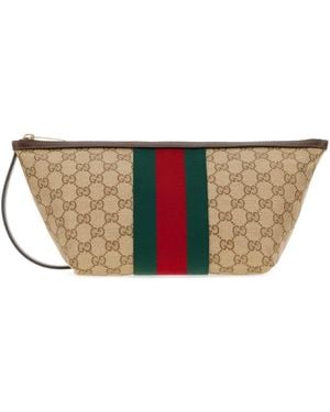 Gucci Small Gg Toiletry Case With Web - Natural
