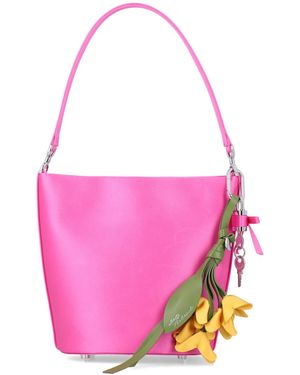 Self-Portrait Satin Bucket Bag - Pink