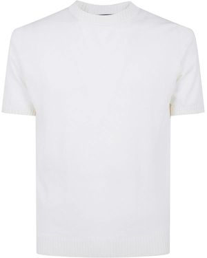 FILIPPO DE LAURENTIIS Short Sleeves Round Neck Jumper - White