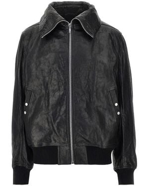 Rick Owens Dracuflight Leather Bomber Jacket - Black