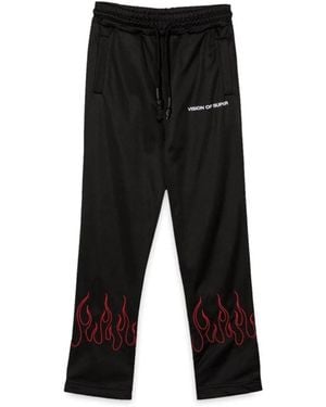 Vision Of Super Trousers With Embroidered Flames - Black