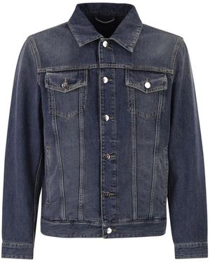 Peserico Cotton Denim Jacket With Vintage Wash And Tailored Details - Blue