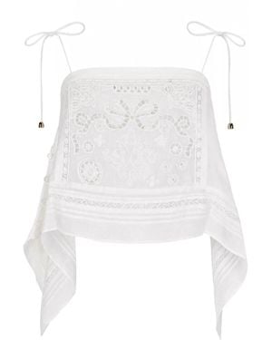 Self-Portrait Rayon Top - White