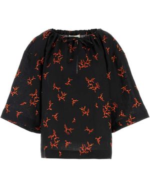 Fendi Printed Linen Blouse - Black