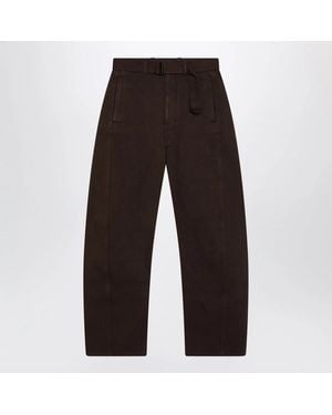 Lemaire Cotton Trousers With Belt - Brown