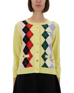 Ganni Jacquard Cashmere Cardigan - Gray