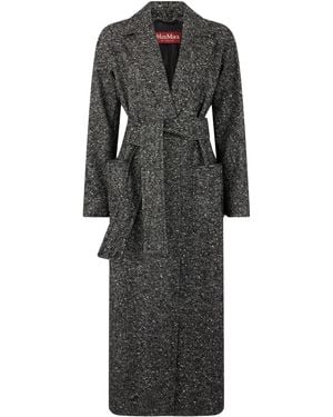 Max Mara Long Coat With Belt - Black