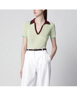 Roberto Collina Ribbed Fitted Polo With Contrast Trims - Multicolour