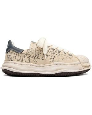 Maison Mihara Yasuhiro "Blakey" Original Sole Graffiti Printed Canvas Low Top S - White