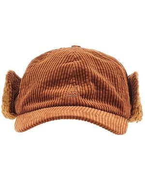 Kangol Corduroy Baseball Hat With Earflap - Brown