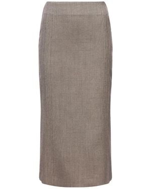 MM6 by Maison Margiela And Patterned Wool Midi Skirt - Grey