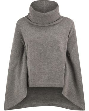 7 For All Mankind Wool Roll-Neck Poncho - Grey