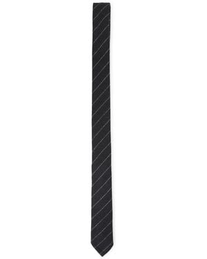 Thom Browne Charcoal Wool Classic Tie - Black