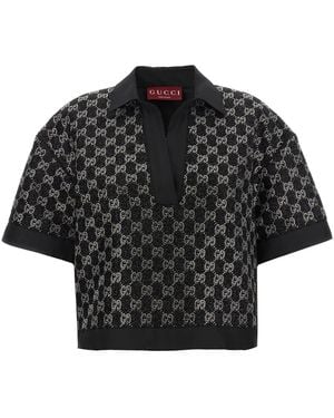 Gucci 'Gg' Crystal Top - Black