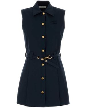 Miu Miu Poplin Mini Dress - Blue