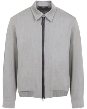 Brioni Sand Zip-Up Blouson Jacket - Grey
