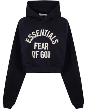 Fear Of God "Campus 90's" Cropped Raglan Hoodie - Black