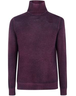 Avant Toi Hand Painted Cashmere And Wool High Neck Pullover - Purple