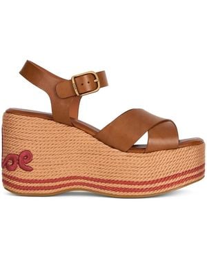 Chloé Leather Chlo㨠Sand Wedge - Brown