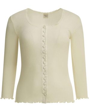 Chloé Fitted Top Made Of Cotton And Silk Jersey - White
