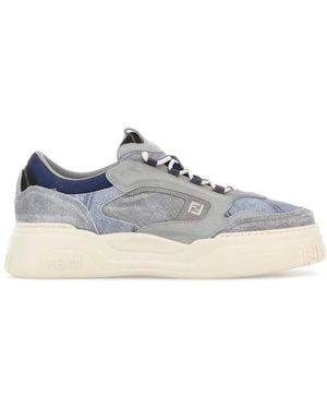 Fendi Denim Force Sneakers - White