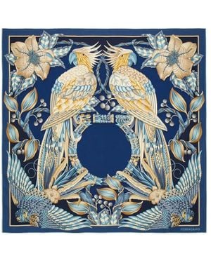 Ferragamo Printed Silk Foulard - Blue
