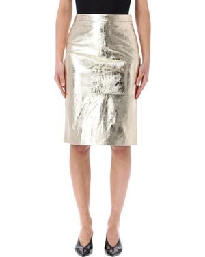 ROTATE BIRGER CHRISTENSEN Rotate Metallic Leather Pencil Skirt - Natural