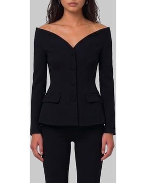 Self-Portrait Self Portrait Wool Crepe Jacket - Blue