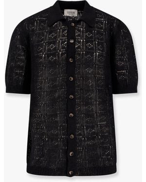 Laneus Perforated Linen And Cotton Cardigan - Black