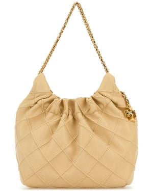 Tory Burch Fleming Mini Leather Hobo Bag - Natural