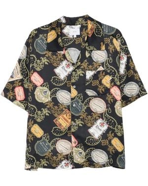 Rhude Vin Bandana Print Button Up Shirt - Gray
