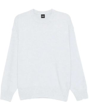 BOSS Wool Crew Neck Sweater - White