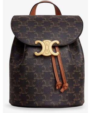 Celine Bonnie Coated Canvas Backpack With Triomphe Logo On The Front - Black