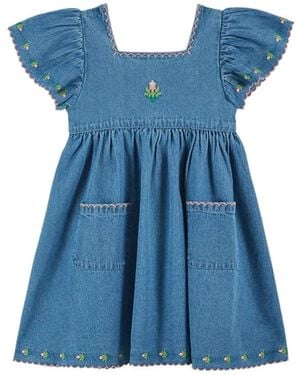 Emile Et Ida Emile & Ida Vestito Con Fiore - Blue