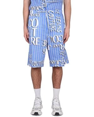 Versace Jeans Couture Bermuda With Logo - Blue