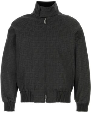 Fendi Embroidered Polyester Blend Bomber Jacket - Black