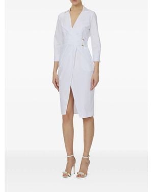 Elisabetta Franchi Stretch Cotton Wrap Dress - White
