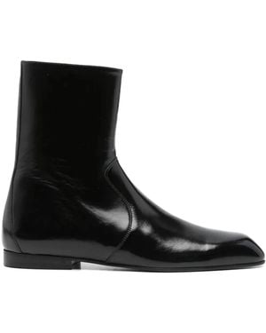 KHAITE Glossy Enameled Leather Boot - Black