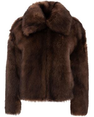 B&W Shearling Coat - Brown