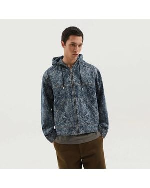 1989 STUDIO Denim Marbled Zip Hoodie - Blue