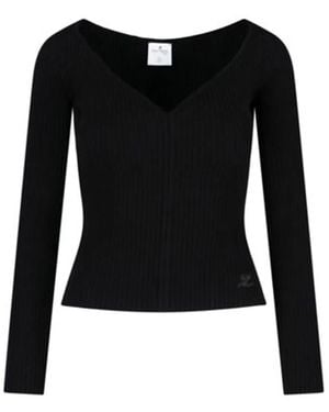 Courreges Courregès Raffia V Neck Sweater - Black