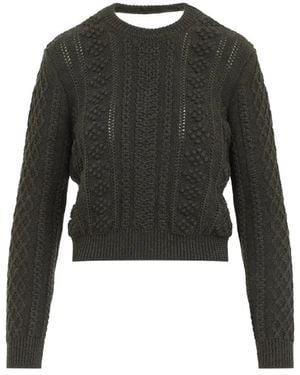 Jil Sander Thyme Cable-Knit Cropped Sweater - Black