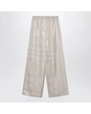 TOTEME Ivory Monogram Silk Pyjama Trousers - Grey