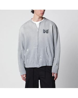 Needles Cotton "Deconstructed" Zip-Up Sweatshirt - Grey