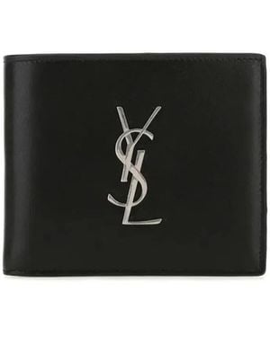 Saint Laurent Cassandre East/West Leather Wallet - Black
