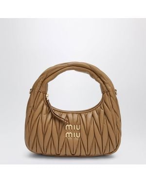 Miu Miu Wander Matelassé Nappa Leather Shoulder Bag - Brown
