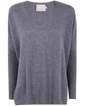 ABSOLUT CASHMERE "Camille" V Neck Oversized Sweater - Gray