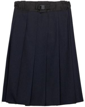 Prada Light Wool Virgin Wool Polyester Skirt - Blue