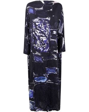 Daniela Gregis "Abito Lunedi" Washed Silk Fantasy Dress - Blue