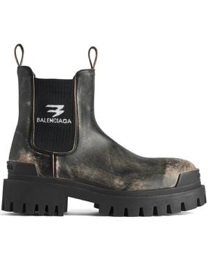 Balenciaga Strike Chelsea Calfskin Boots - Black